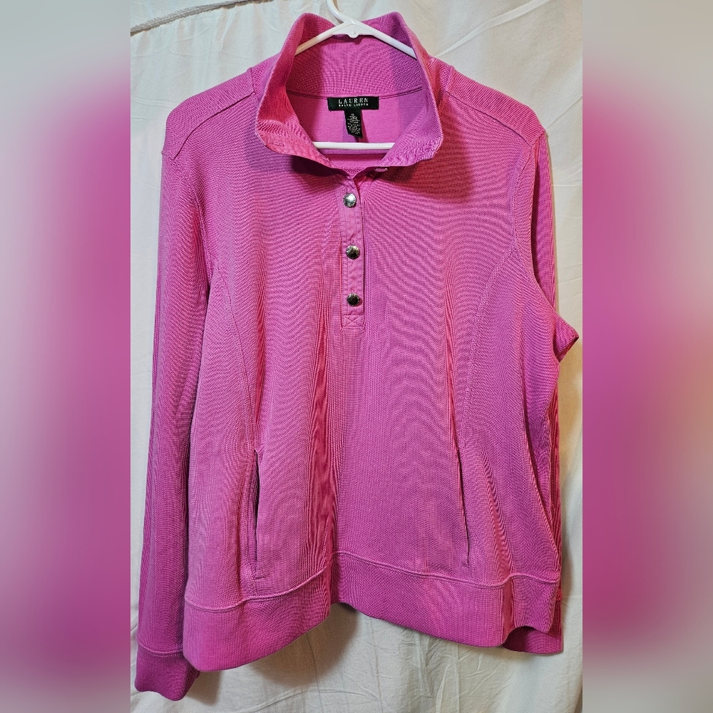 Lauren Ralph Lauren knit sweater quarter button women size xLarge (gb3)